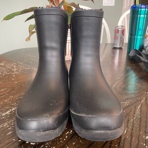 Eddie Bauer Black Winter Rain Boots Waterproof Ankle-Height